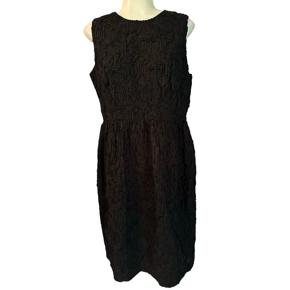 Talbots Embroidered Flower Dress Textured Cotton Lined Party Career Size 10